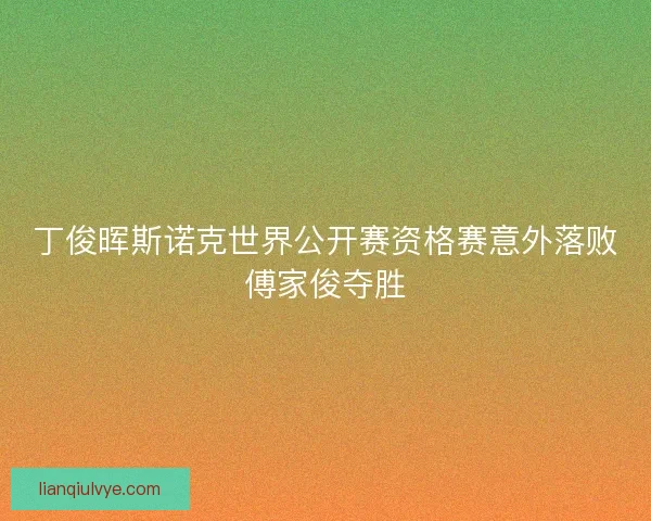 丁俊晖斯诺克世界公开赛资格赛意外落败傅家俊夺胜